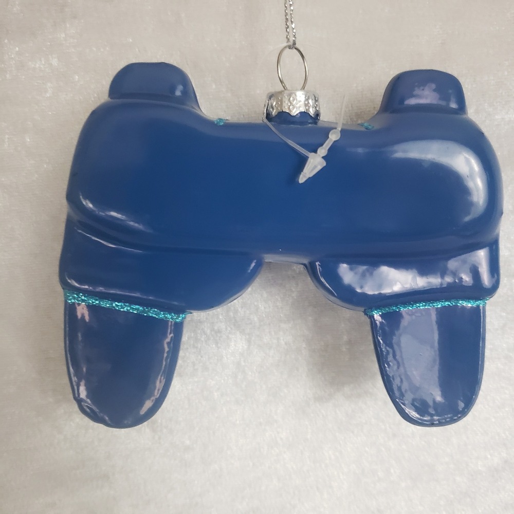 Transpac Glass Christmas Ornament Blue Game Controller Christmas Tree Decoration - Picture 2 of 7